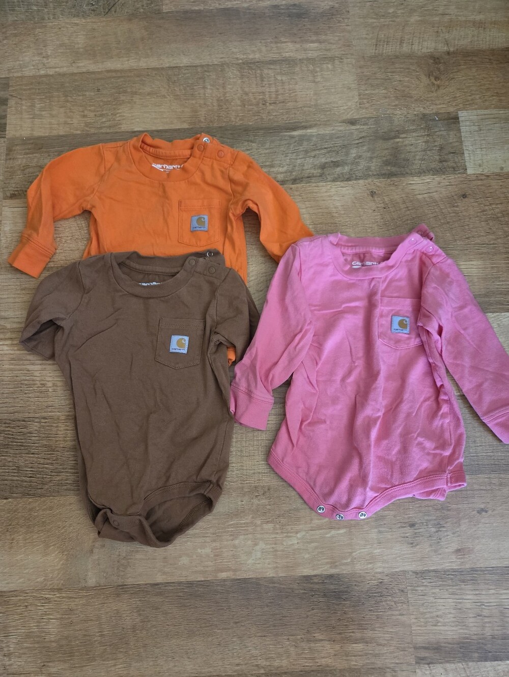 Carhartt Long Sleeve Pocket Bodysuit Lot - Orange Brown Pink